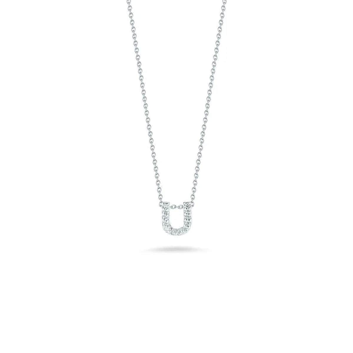 Roberto Coin Tiny Treasures 18ct White Gold 0.06ct Love Letter U Necklaces