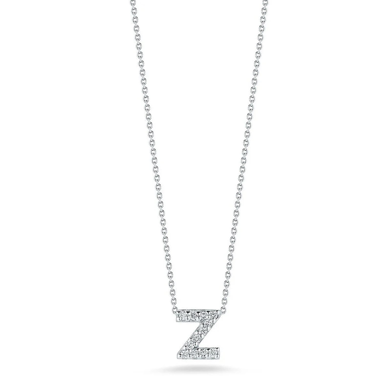 Roberto Coin Tiny Treasures 18ct White Gold 0.05ct Love Letter Z Necklaces