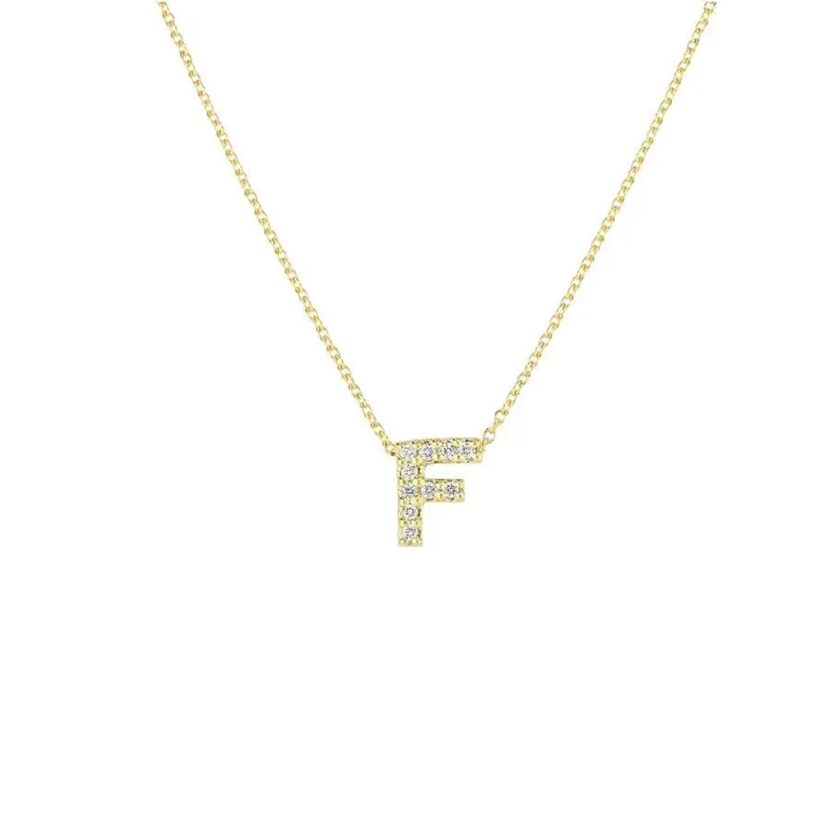 Roberto Coin Tiny Treasures 18ct Yellow Gold 0.05ct Love Letter F Necklaces