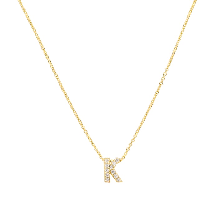 Roberto Coin Tiny Treasures 18ct Yellow Gold 0.05ct Love Letter K Necklaces