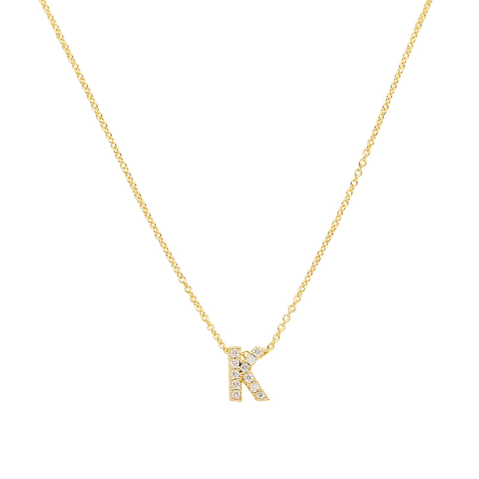 Roberto Coin Tiny Treasures 18ct Yellow Gold 0.05ct Love Letter K Necklaces