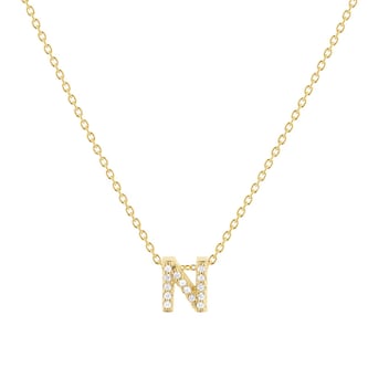 Roberto Coin 18K Yellow Gold Tiny Treasures Diamond Love Letter N Necklace
