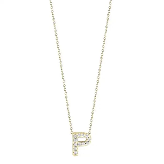 Roberto Coin Tiny Treasures 18ct Yellow Gold 0.05ct Love Letter P Necklaces