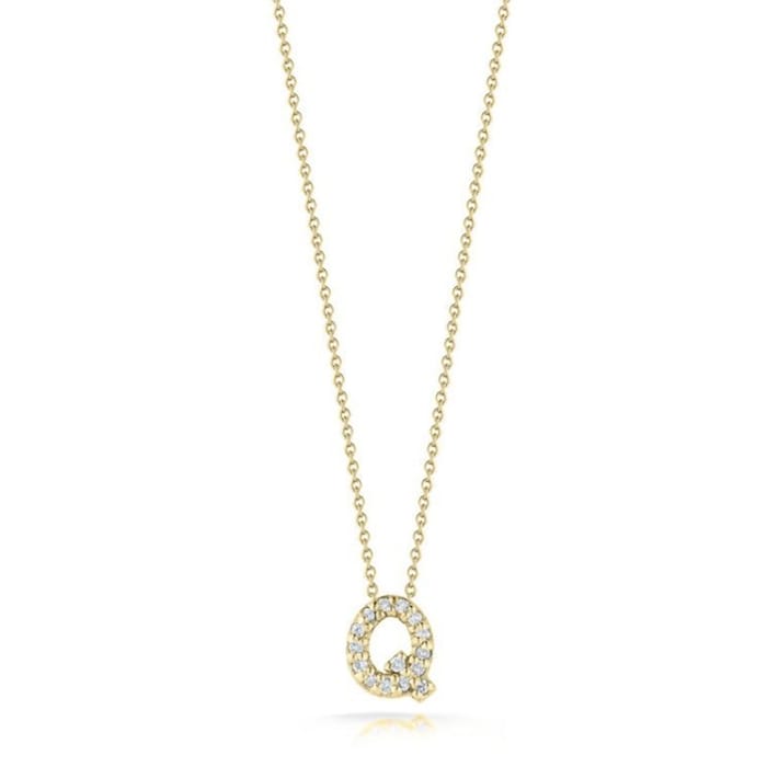 Roberto Coin 18K Yellow Gold Tiny Treasures Diamond Love Letter Q Necklace