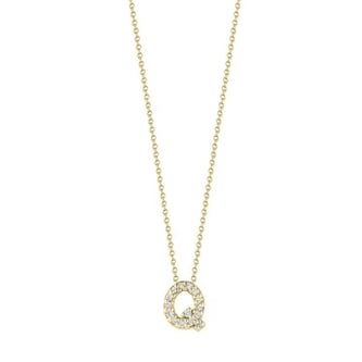Roberto Coin 18K Yellow Gold Tiny Treasures Diamond Love Letter Q Necklace