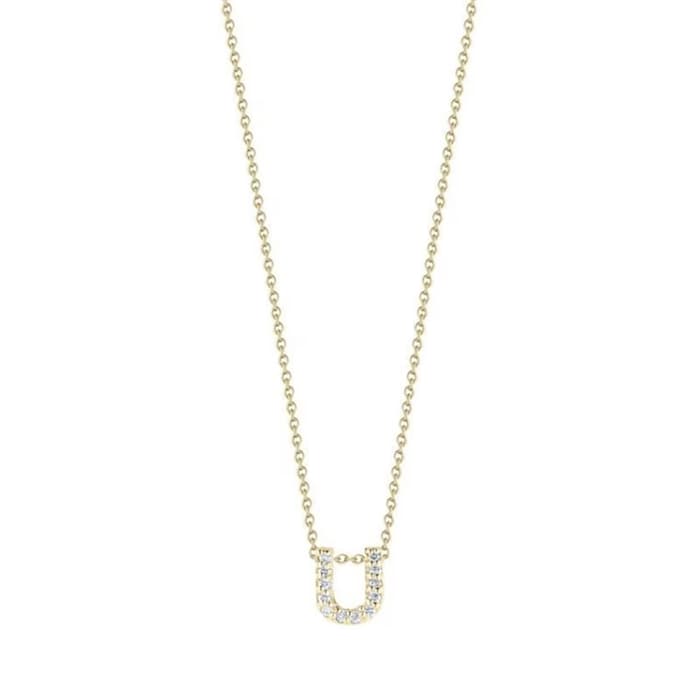 Roberto Coin 18K Yellow Gold Tiny Treasures Diamond Love Letter U Necklace