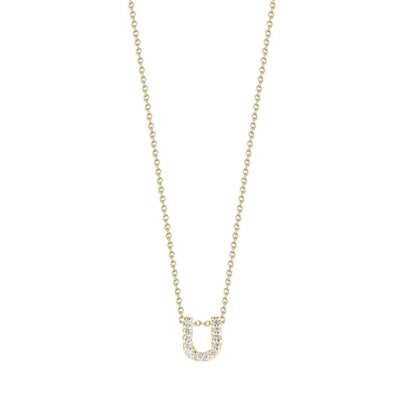 Roberto Coin 18K Yellow Gold Tiny Treasures Diamond Love Letter U Necklace