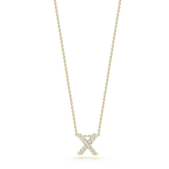 Roberto Coin 18K Yellow Gold Tiny Treasures Diamond Love Letter X Necklace