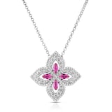 Roberto Coin 18K White Gold Exclusive Venetian Princess 0.25cttw Diamond & 0.30cttw Pink Sapphire Necklace