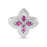 Roberto Coin 18K White Gold Exclusive Venetian Princess 0.50cttw Diamond & 0.65cttw Pink Sapphire Ring