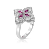 Roberto Coin 18K White Gold Exclusive Venetian Princess 0.50cttw Diamond & 0.65cttw Pink Sapphire Ring