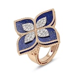 Roberto Coin Princess Flower 18ct Rose Gold 0.72ct Diamond & Lapis Ring