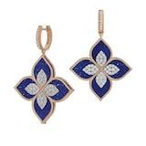 Roberto Coin Princess Flower 18ct Rose Gold 1.56ct Diamond & Lapis Hoop Earrings