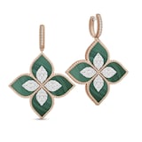 Roberto Coin Princess Flower 18ct Rose Gold 1.56ct Diamond & Malachite Hoop Earrings