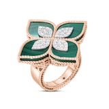 Roberto Coin Princess Flower 18ct Rose Gold 0.72ct Diamond & Malachite Ring