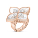 Roberto Coin Princess Flower 18ct Rose Gold 0.72ct Diamond & Pearl Ring