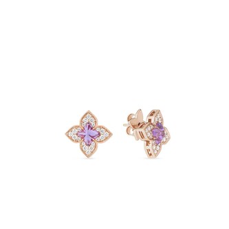 Roberto Coin 18K Rose Gold Venetian Princess Carnival Diamond & Amethyst Stud Earrings