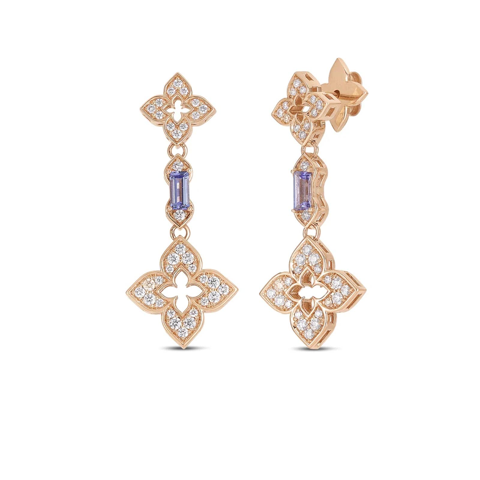 Roberto Coin 18K Rose Gold Venetian Princess Carnival Diamond & Tanzanite Drop Earrings