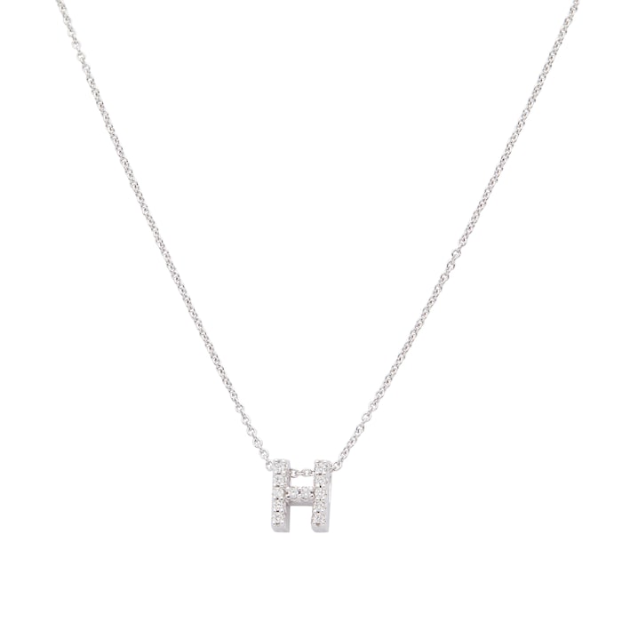 Roberto Coin 18k White Gold 0.06cttw Diamond Tiny Treasures Love Letter 'H' Necklace 18"