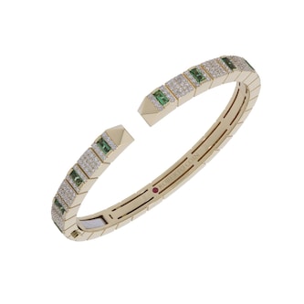 Roberto Coin 18K Yellow Gold Obelisco Diamond & Green Tourmaline Bangle