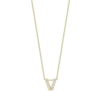 Roberto Coin 18K Yellow Gold Tiny Treasures Diamond Love Letter V Necklace