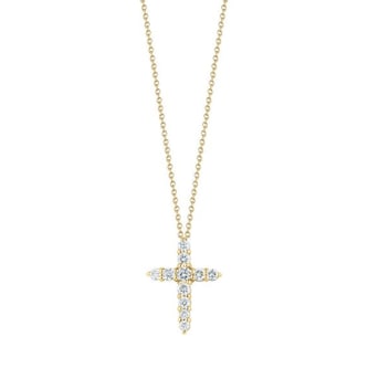 Roberto Coin 18K Yellow Gold Tiny Treasures Diamond Tapered Cross Necklace