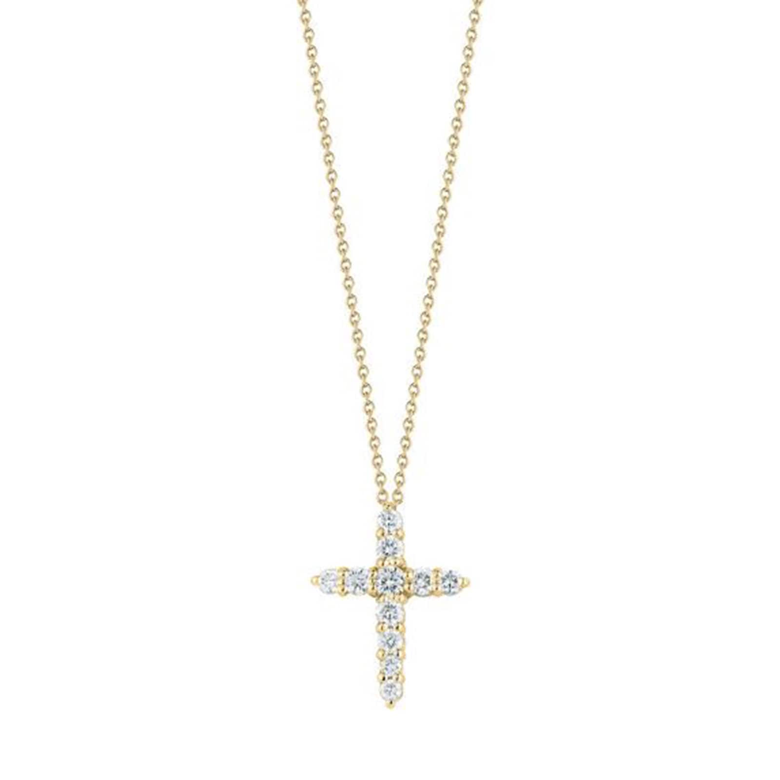 Roberto Coin 18K Yellow Gold Tiny Treasures Diamond Tapered Cross Necklace