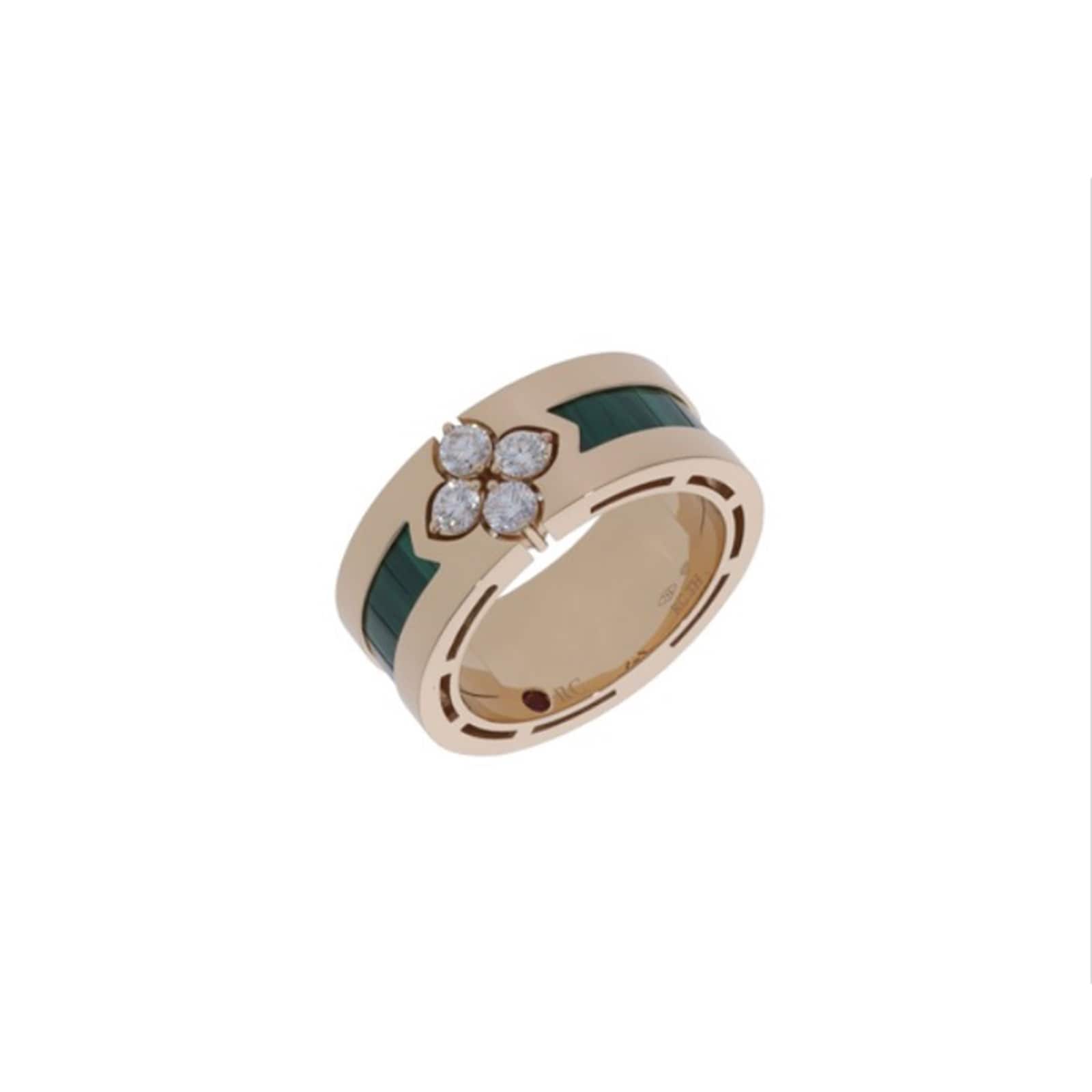 Roberto Coin 18K Rose Gold Love In Verona Diamond & Malachite Ring - Size 6.5
