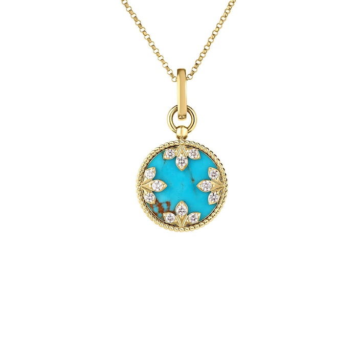 Roberto Coin 18K Yellow Gold Venetian Medallions Diamond & Turquoise Necklace