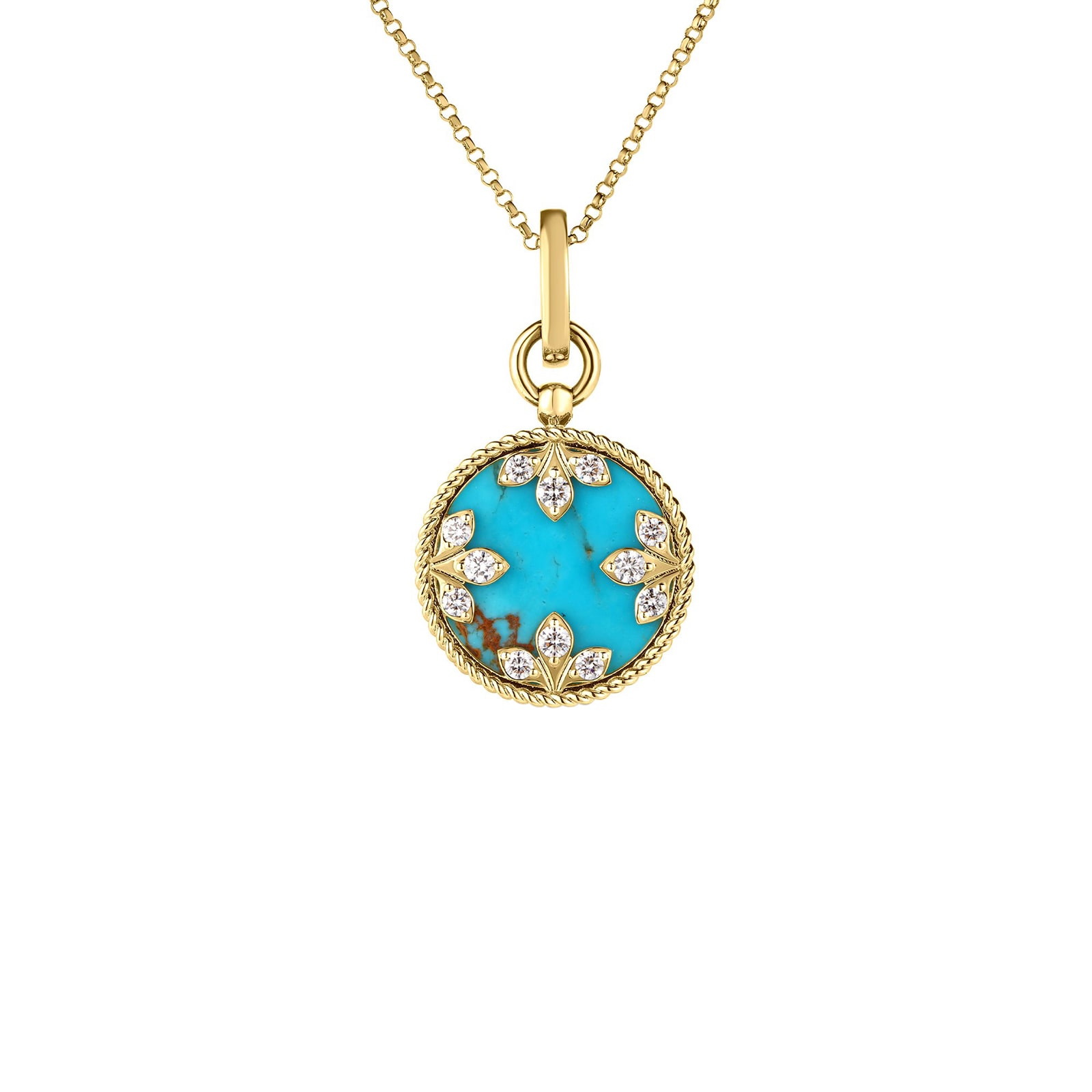 Roberto Coin 18K Yellow Gold Venetian Medallions Diamond & Turquoise Necklace