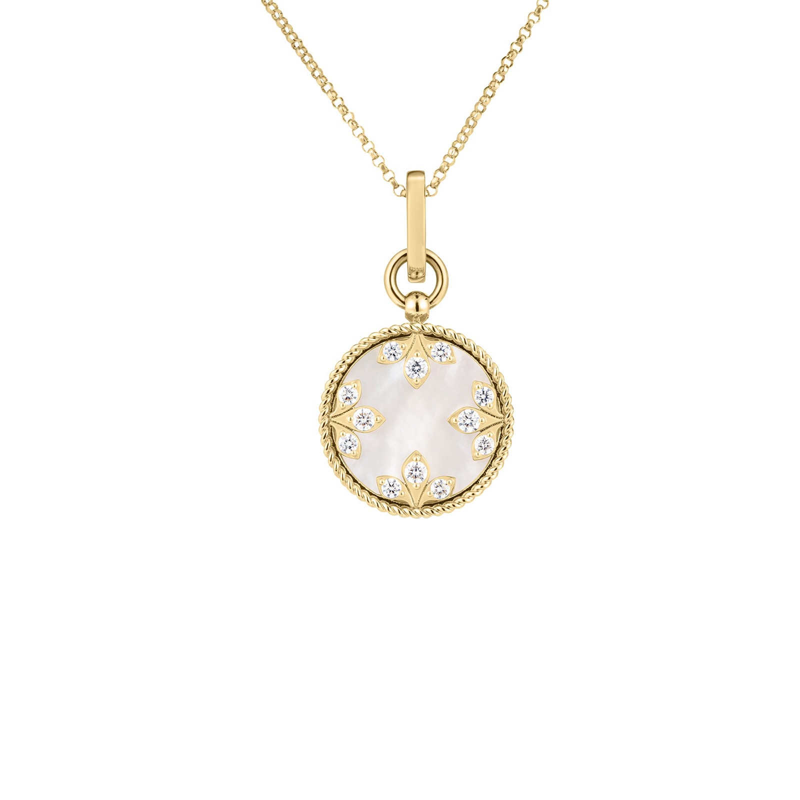 Roberto Coin 18K Yellow Gold Venetian Medallions Diamond & Mother Of Pearl Necklace Roberto Coin 18K Yellow Gold Venetian Medallions Diamond & Mother Of Pearl Necklace