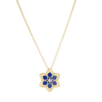 Roberto Coin 18K Yellow Gold Vernazza Diamond & Lapis Flower Long Necklace Roberto Coin 18K Yellow Gold Vernazza Diamond & Lapis Flower Long Necklace
