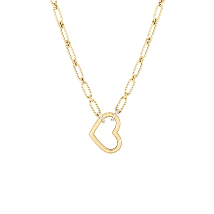 Roberto Coin 18K Yellow Gold Cialoma Dangle Diamond Accent Open Heart Necklace