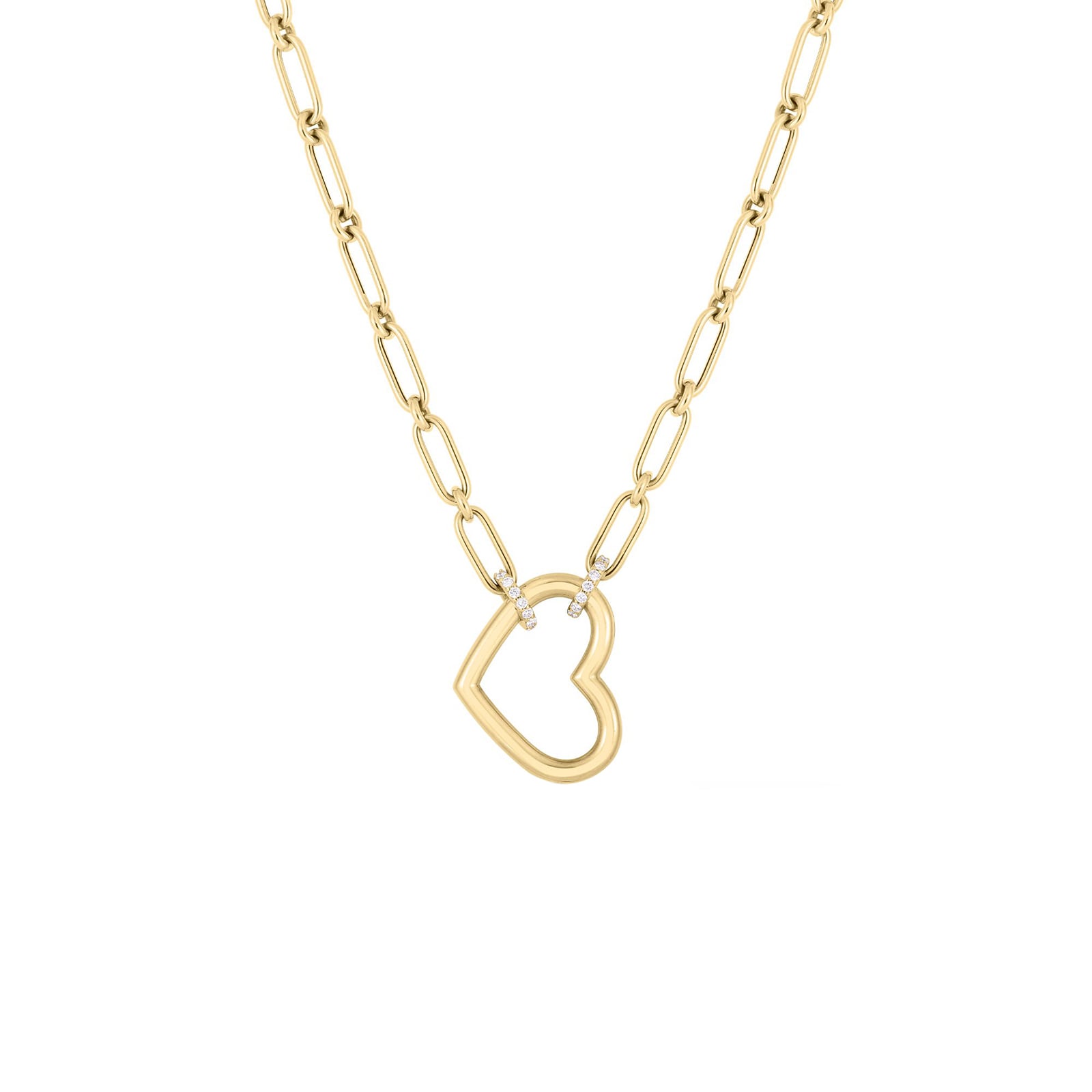 Roberto Coin 18K Yellow Gold Cialoma Dangle Diamond Accent Open Heart Necklace