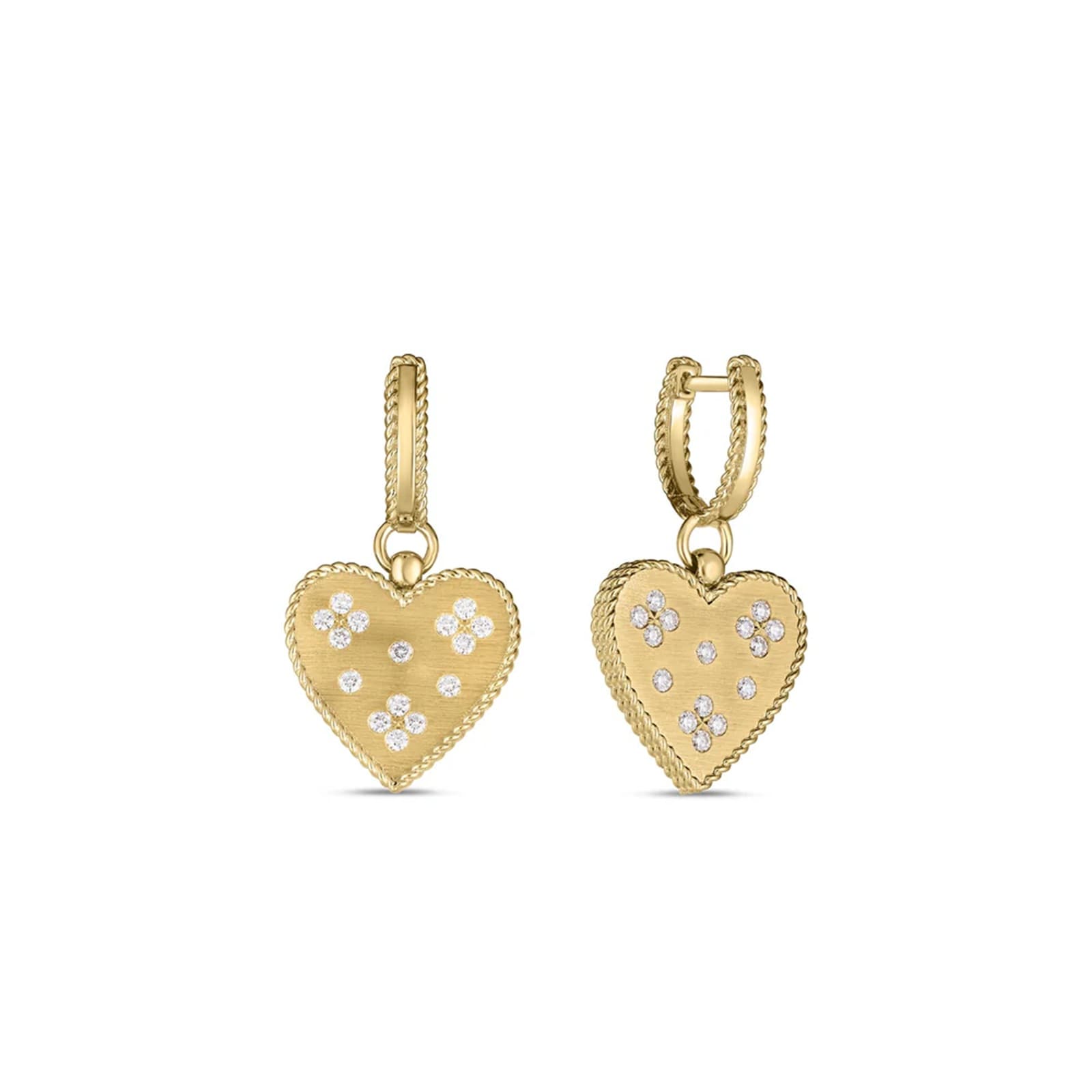 Roberto Coin 18K Yellow Gold Venetian Princess Diamond Heart Drop Earrings