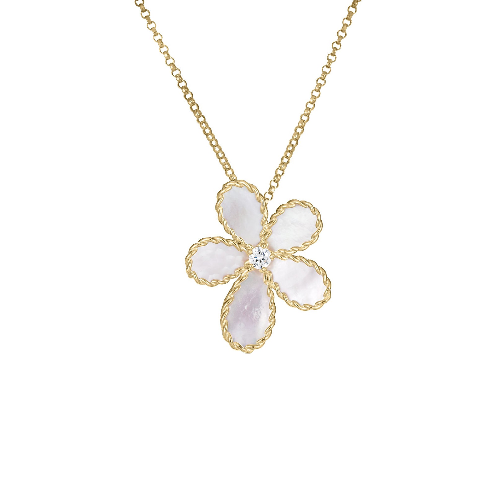Roberto Coin 18K Yellow Gold Jasmine Diamond & Mother Of Pearl Flower Necklace