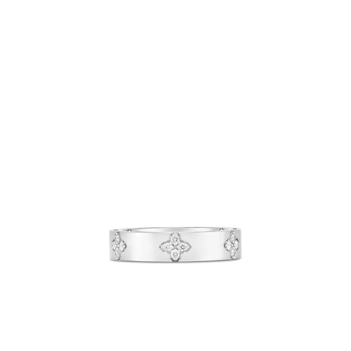 Roberto Coin 18K White Gold Love In Verona Narrow Diamond Accent Ring - Ring Size 6.5