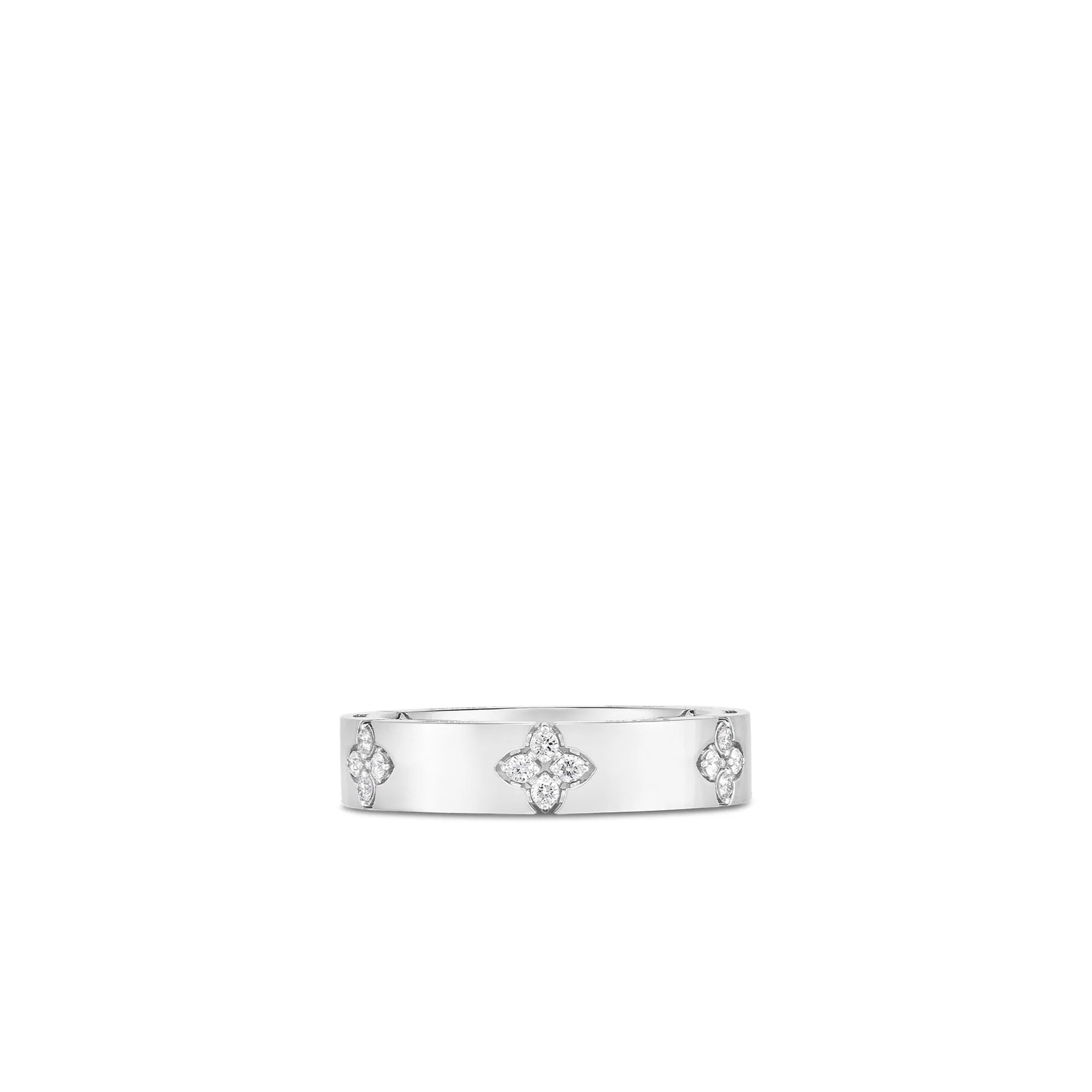 Roberto Coin 18K White Gold Love In Verona Narrow Diamond Accent Ring - Ring Size 6.5