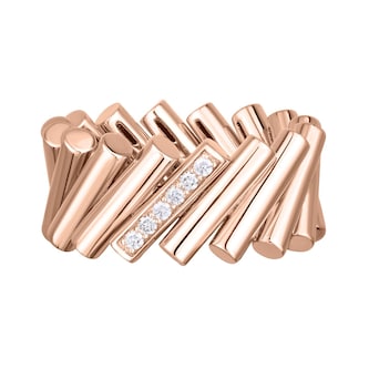 Roberto Coin 18K Rose Gold Domino Diamond Accent Ring - Size 7