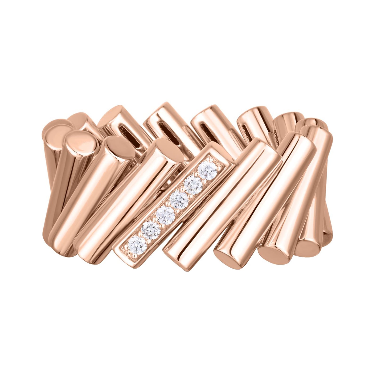 Roberto Coin 18K Rose Gold Domino Diamond Accent Ring - Size 7