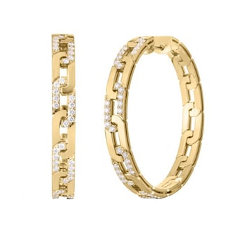 Roberto Coin 18K Yellow Gold Navarra Diamond Hoop Earrings