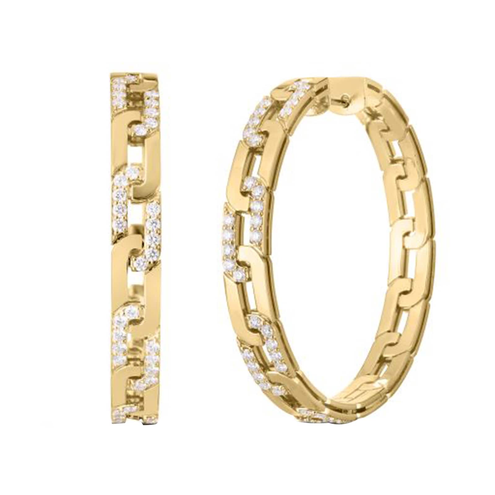 Roberto Coin 18K Yellow Gold Navarra Diamond Hoop Earrings