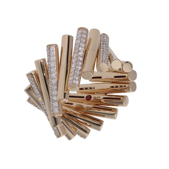 Roberto Coin 18K Rose Gold Domino Alternating Diamond Ring - Size 6.5