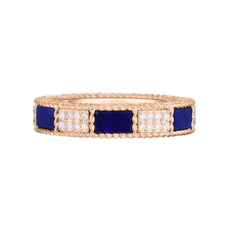 Roberto Coin 18K Rose Gold Mosaic Alternating Blue Lapis & Diamond Ring - Size 6.5