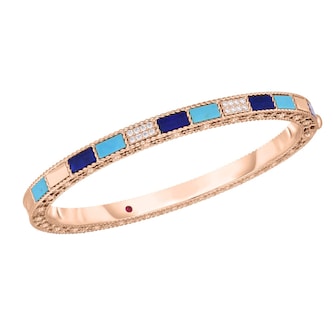 Roberto Coin 18K Rose Gold Mosaic Alternating Blue Lapis, Diamond & Turquoise Bangle