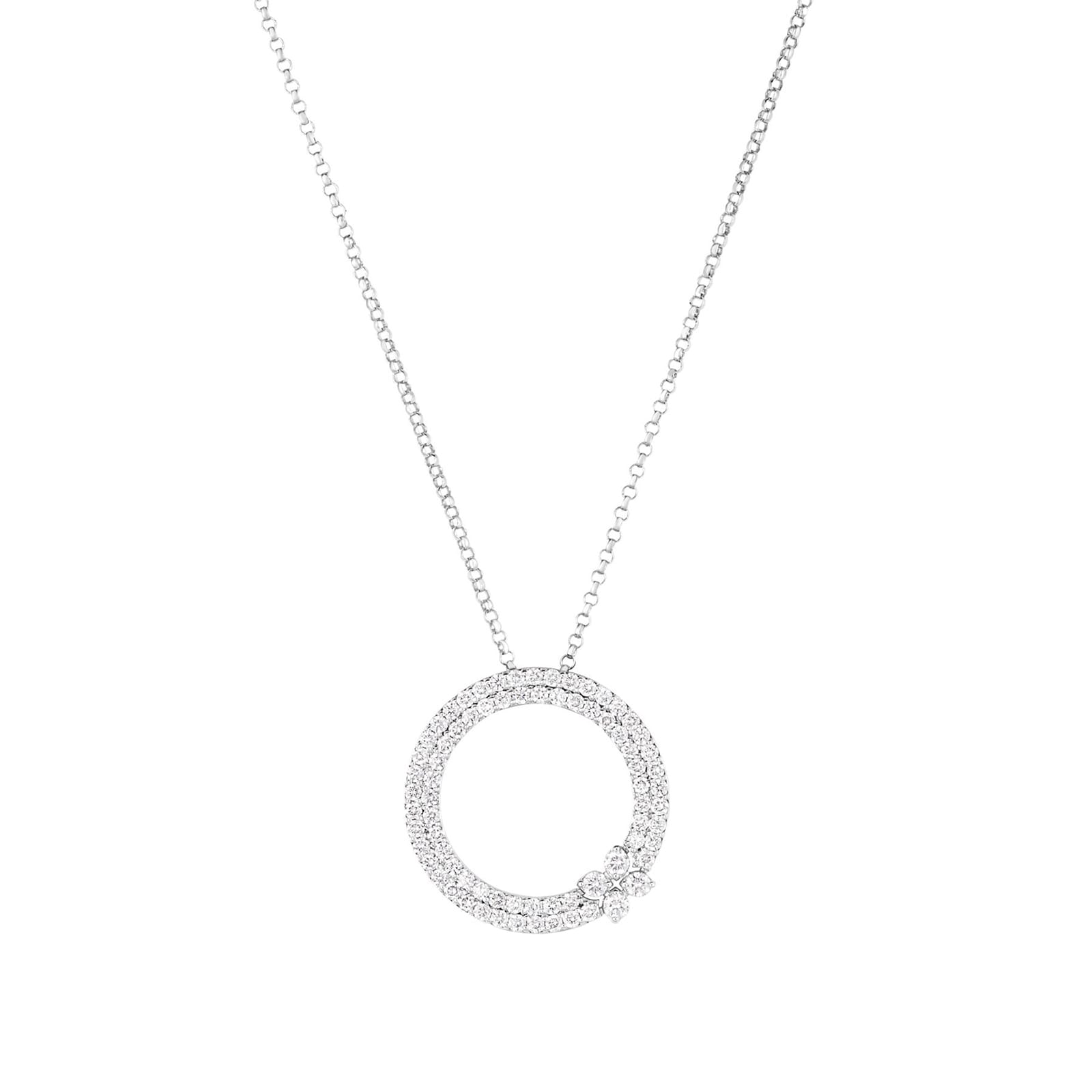 Roberto Coin 18K White Gold Love In Verona Pave Diamond Circle Necklace