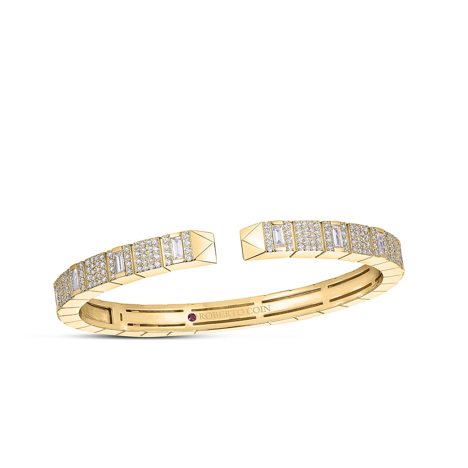 Roberto Coin 18K Yellow Gold Obelisco Pave Diamond Cuff Bangle