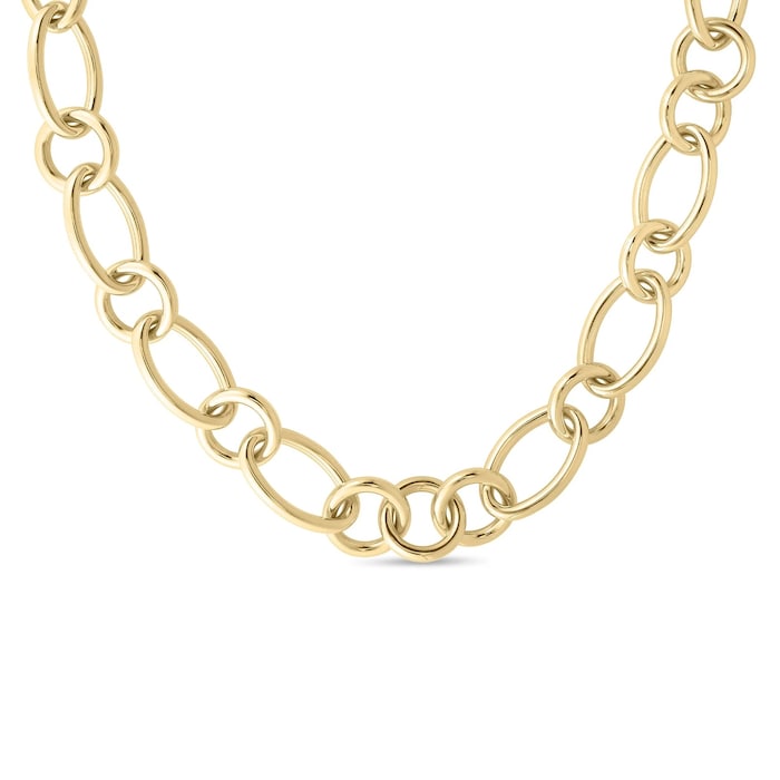 Roberto Coin 18K Yellow Gold Designer Gold Alternating Round & Oval Link Necklace