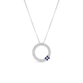 Roberto Coin 18K White Gold Love In Verona Diamond & Blue Sapphire Circle Necklace