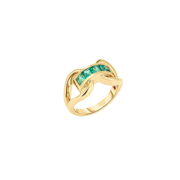 Roberto Coin 18K Yellow Gold Designer Gold Emerald Ring